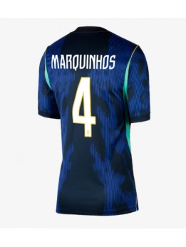 Brasilien Marquinhos #4 Replika Borta Kläder Dam VM 2026 Kortärmad